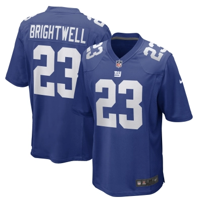 Men's New York Giants Gary Brightwell Royal Team Game Player Jersey 01