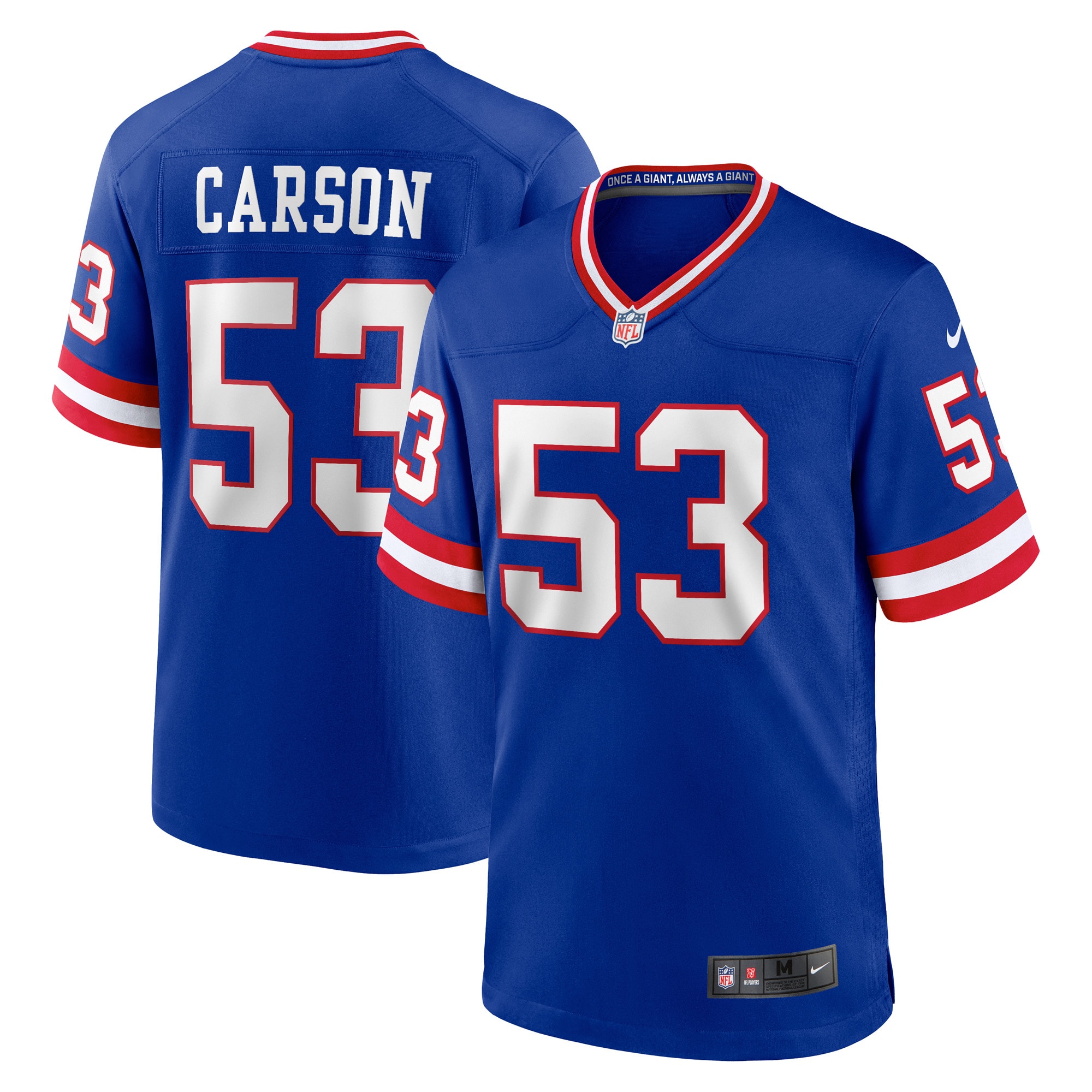 Men's New York Giants Harry Carson Royal Classic Retired Player Game Jersey