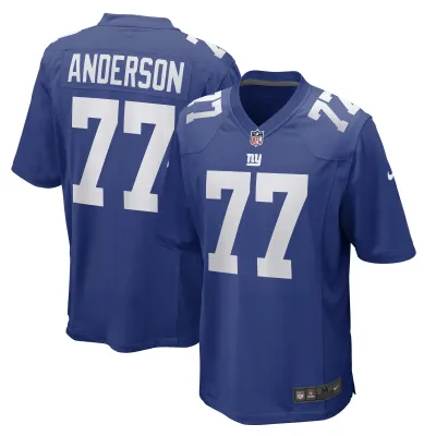 Men's New York Giants Jack Anderson Royal Game Player Jersey 01