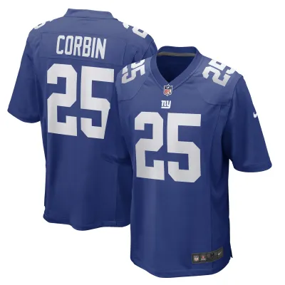 Men's New York Giants Jashaun Corbin Royal Game Player Jersey 01