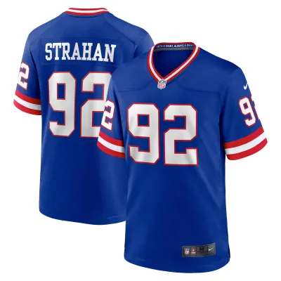 Men's New York Giants Michael Strahan Royal Classic Retired Player Game Jersey 01