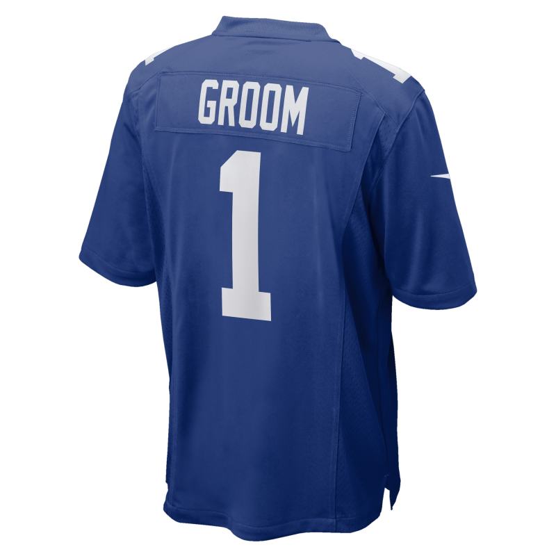 Men's New York Giants Number 1 Groom Royal Game Jersey