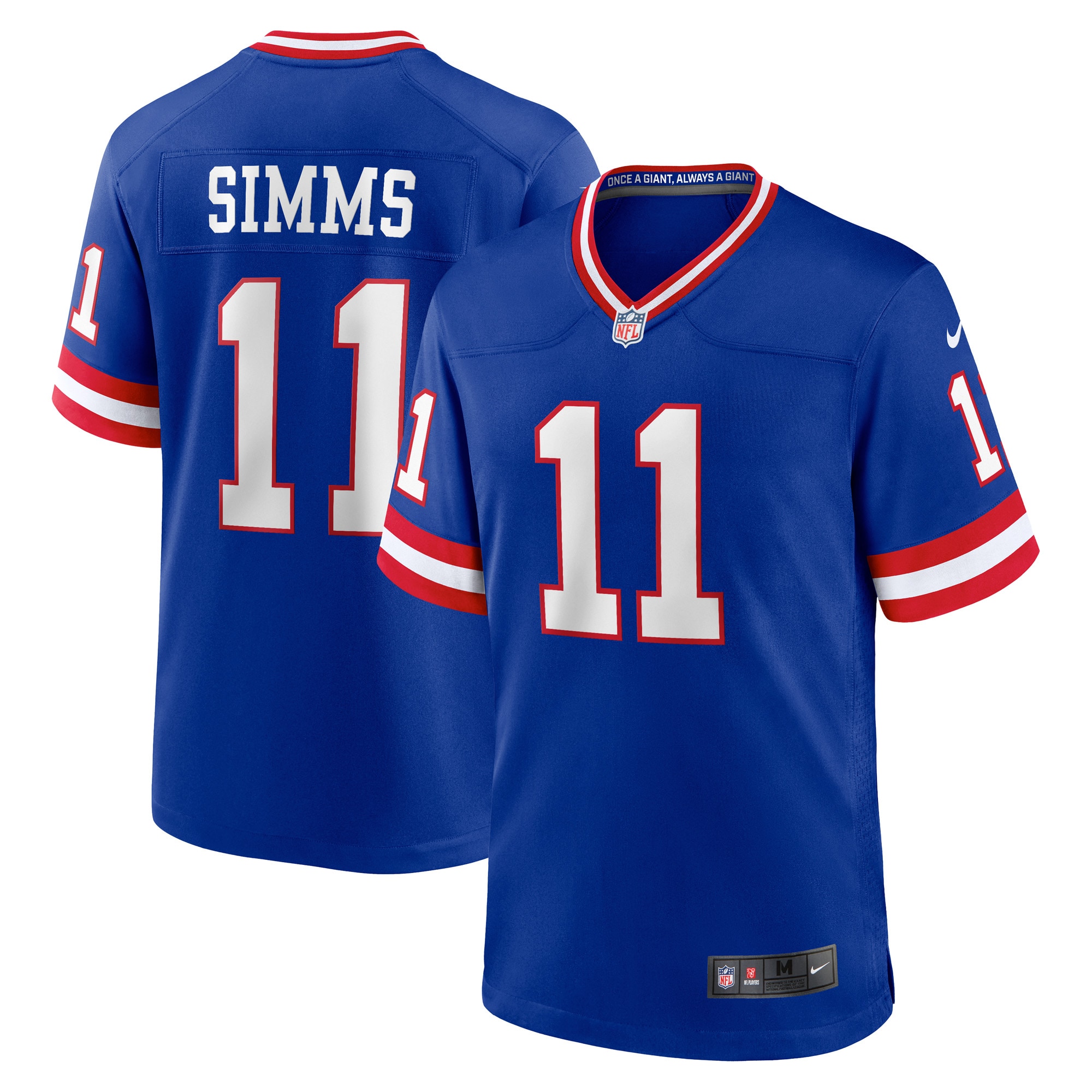 Men's New York Giants Phil Simms Royal Classic Retired Player Game Jersey