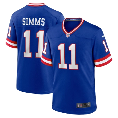 Men's New York Giants Phil Simms Royal Classic Retired Player Game Jersey 01