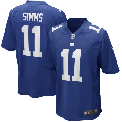 Men's New York Giants Phil Simms Royal Game Retired Player Jersey 01
