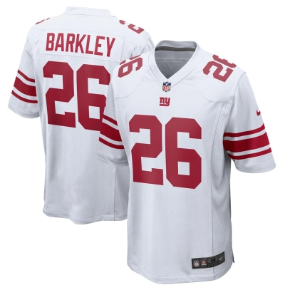 Men's New York Giants Saquon Barkley White Game Jersey 01