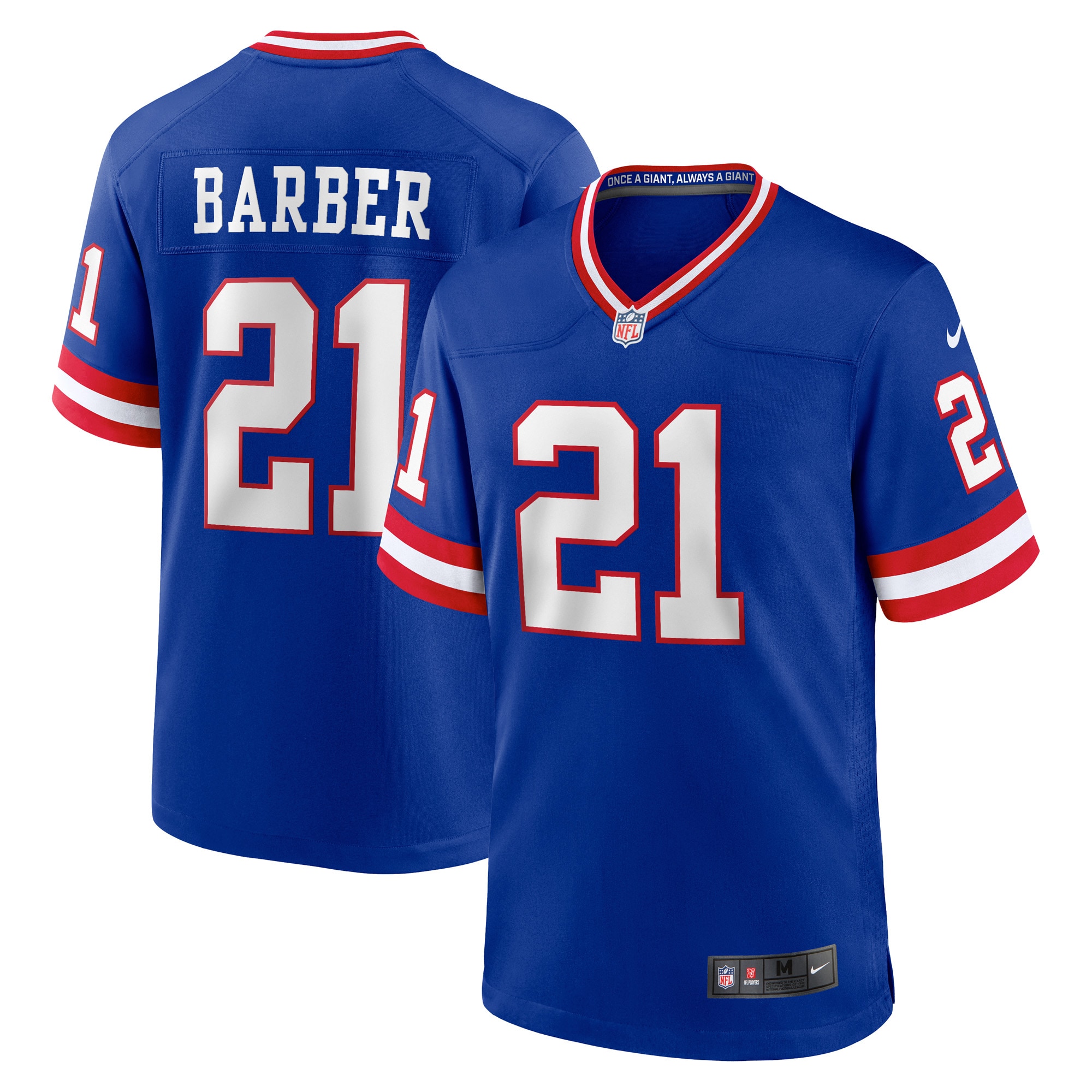 Men's New York Giants Tiki Barber Royal Classic Retired Player Game Jersey