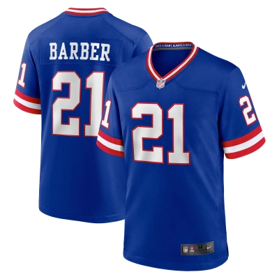 Men's New York Giants Tiki Barber Royal Classic Retired Player Game Jersey 01