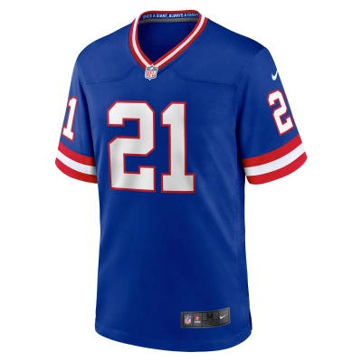 Men's New York Giants Tiki Barber Royal Classic Retired Player Game Jersey 02