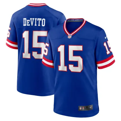 Men's New York Giants Tommy DeVito Royal Alternate Player Game Jersey 01