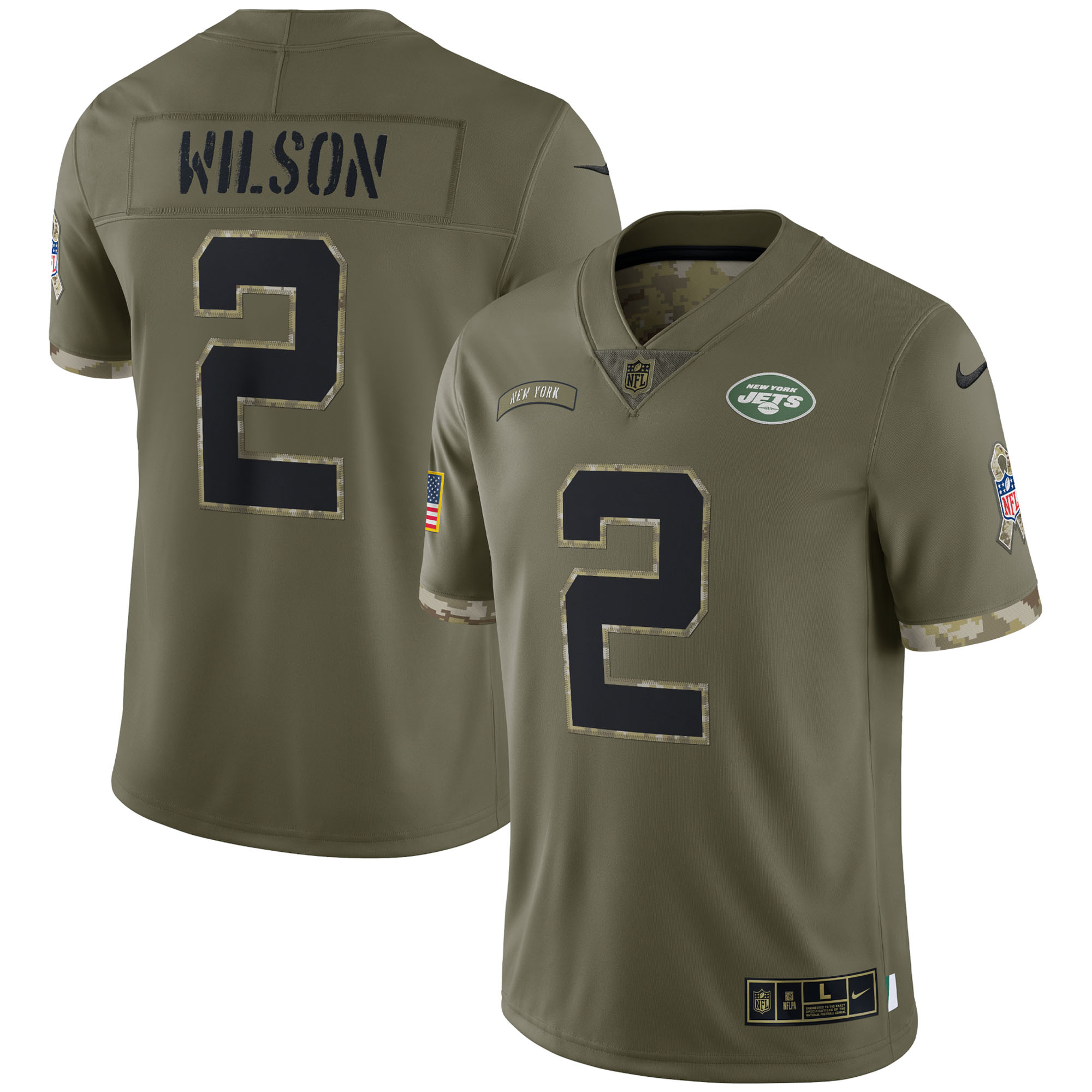 Men's New York Jets Olive 2022 Salute To Service Limited Jersey
