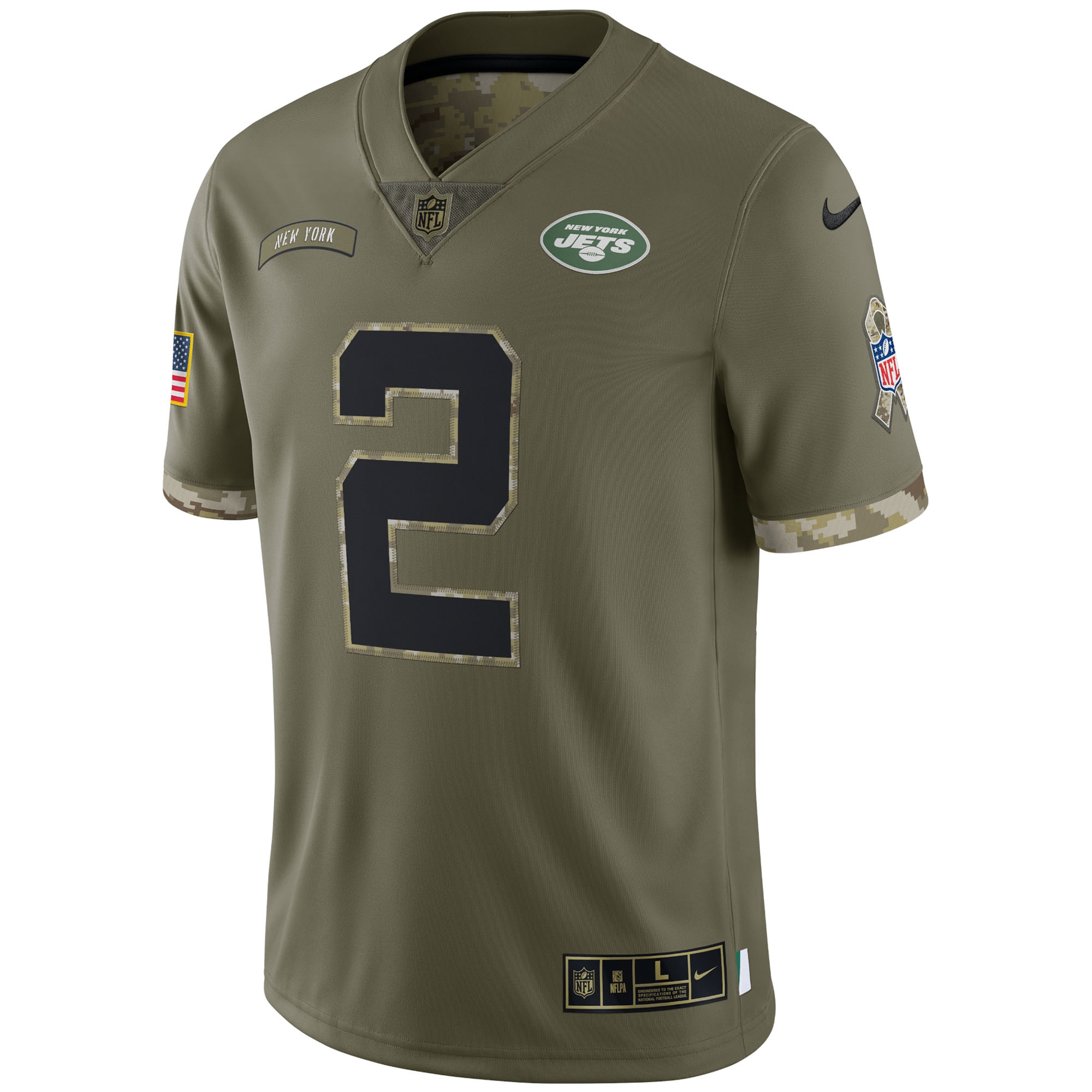 Men's New York Jets Olive 2022 Salute To Service Limited Jersey