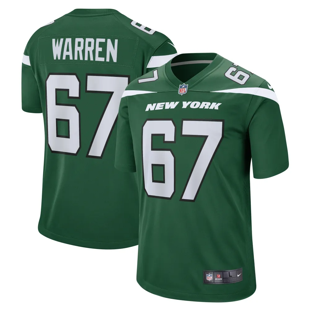 Men's New York Jets Carter Warren Gotham Green Game Jersey