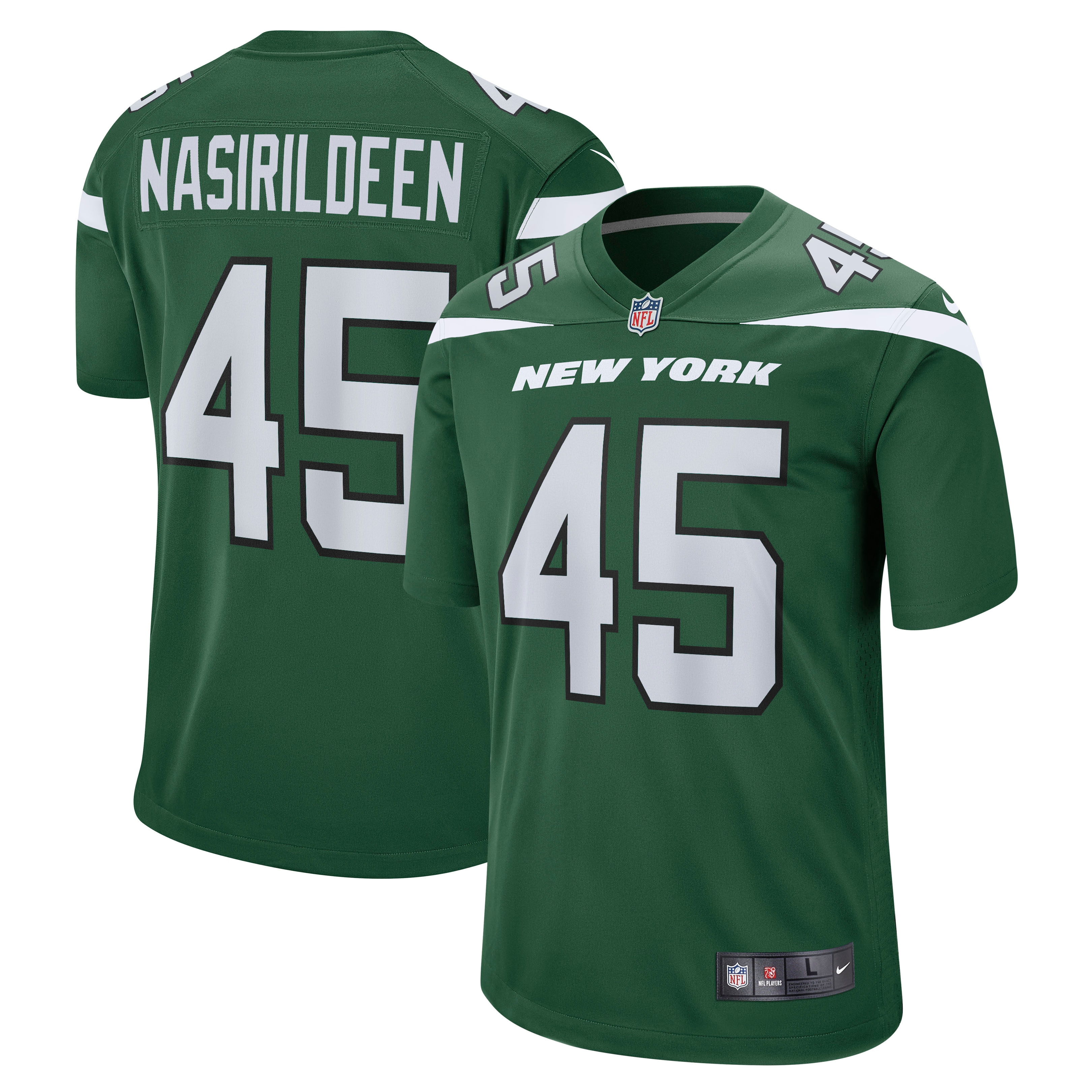 Men's New York Jets Hamsah Nasirildeen Gotham Green Game Jersey