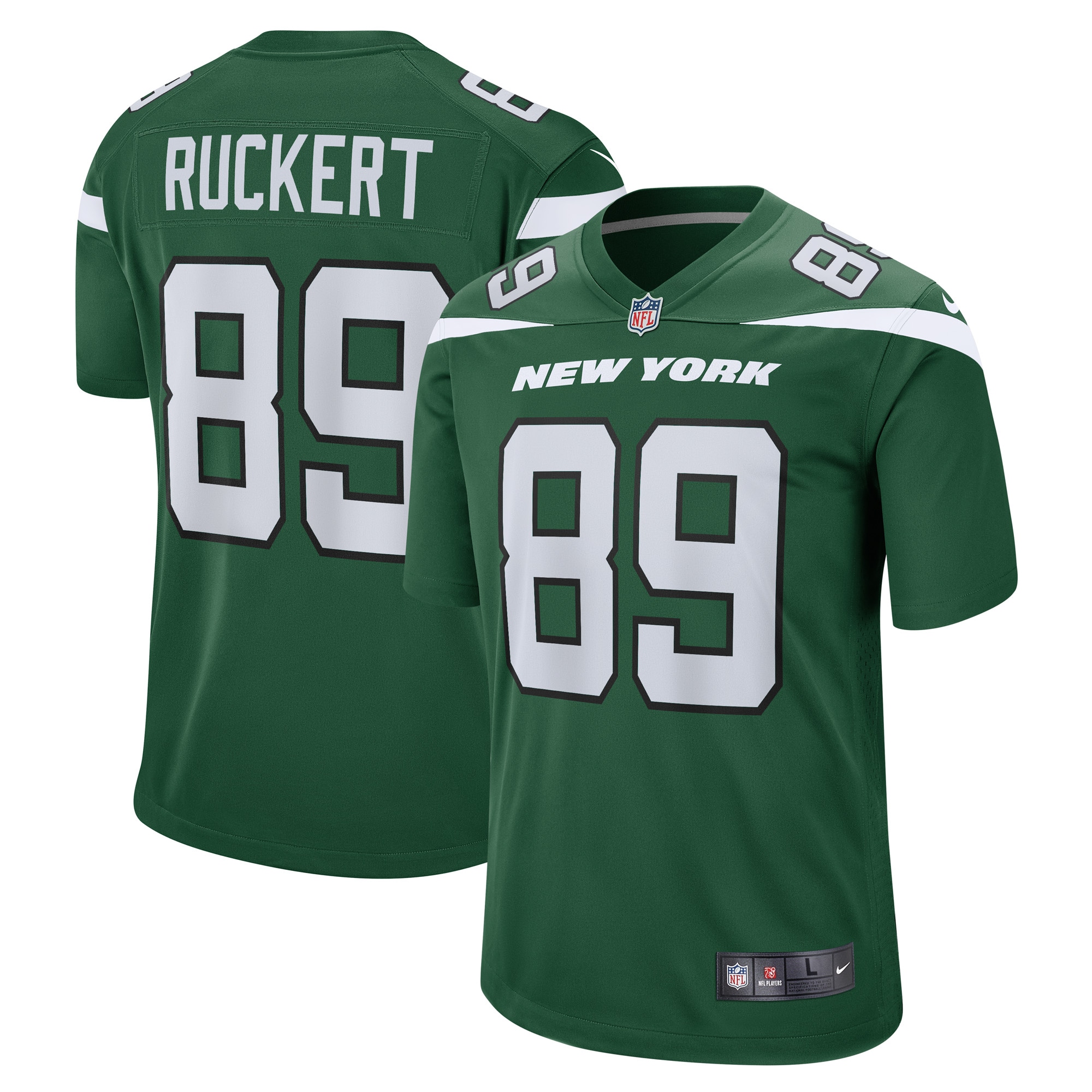 Men's New York Jets Jeremy Ruckert Gotham Green Game Player Jersey
