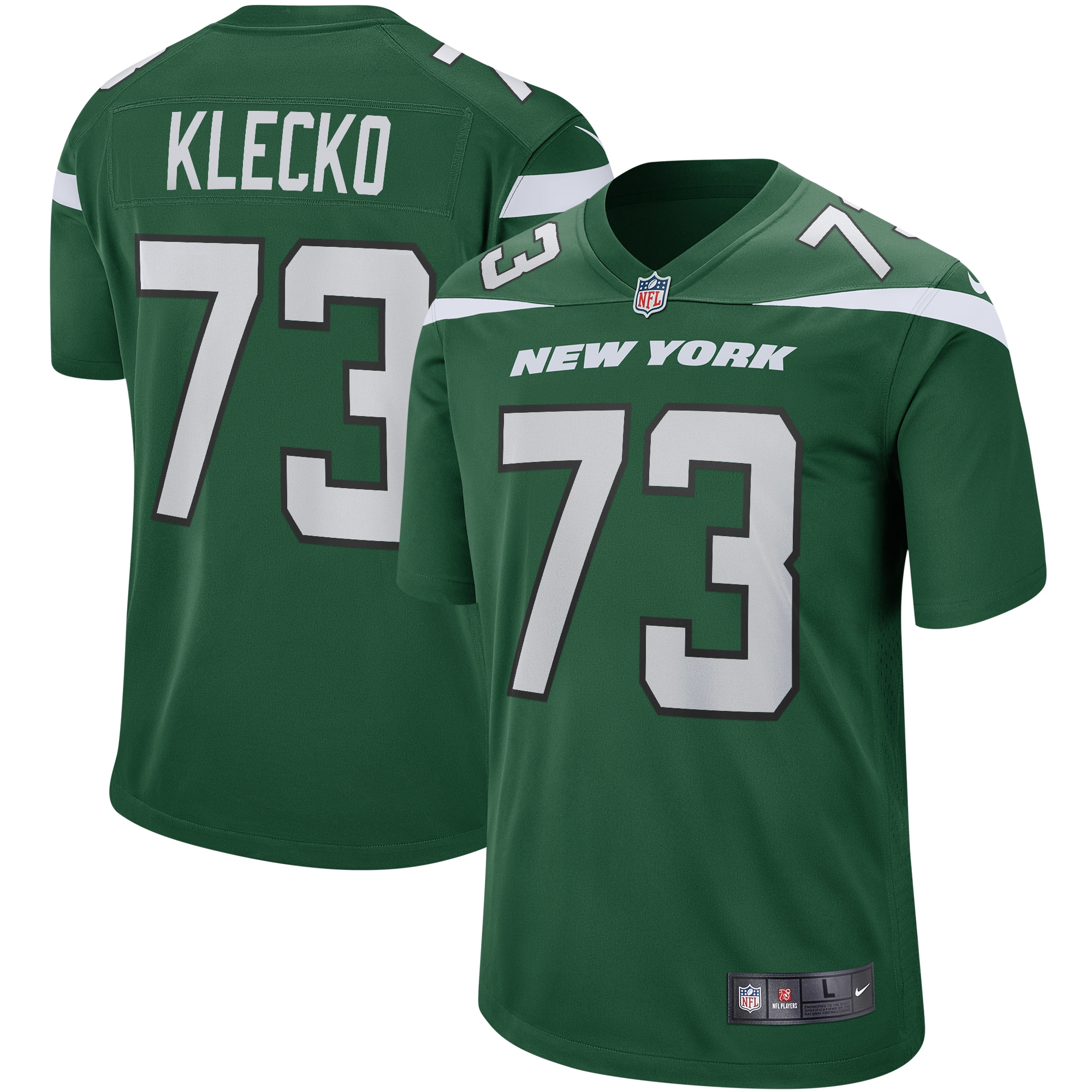 Men's New York Jets Joe Klecko Gotham Green Game Retired Player Jersey
