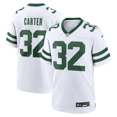 Men's New York Jets Michael Carter Legacy White Game Jersey 01