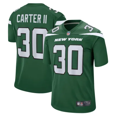 Men's New York Jets Michael Carter II Gotham Green Game Jersey 01
