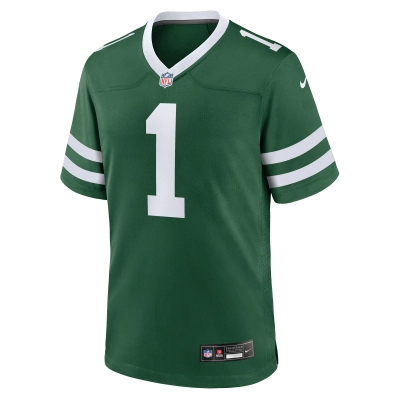 Men's New York Jets Number 1 Groom Legacy Green Game Jersey 02