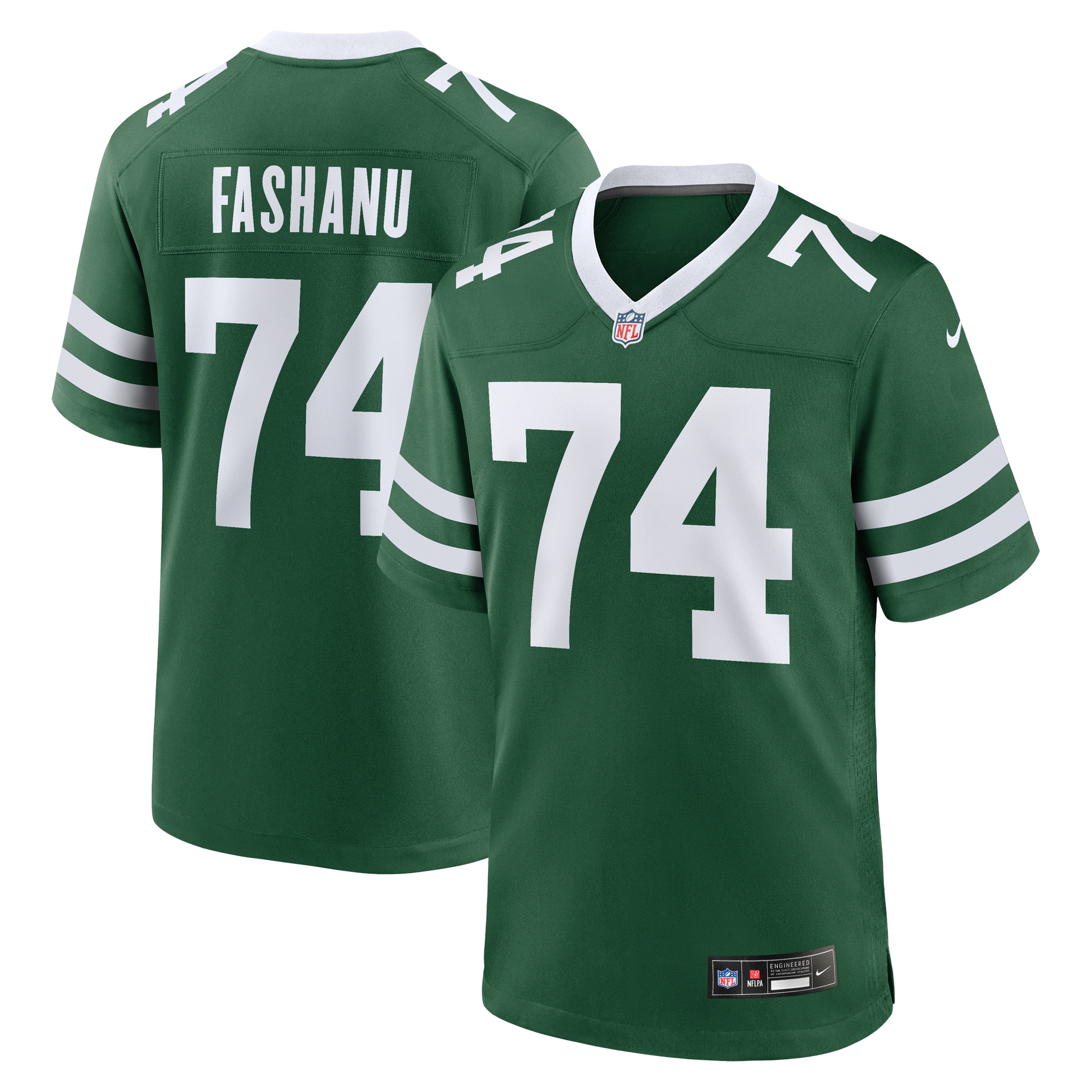 Men's New York Jets Olu Fashanu Gotham Green 2024 NFL Draft First Round Pick Player Game Jersey