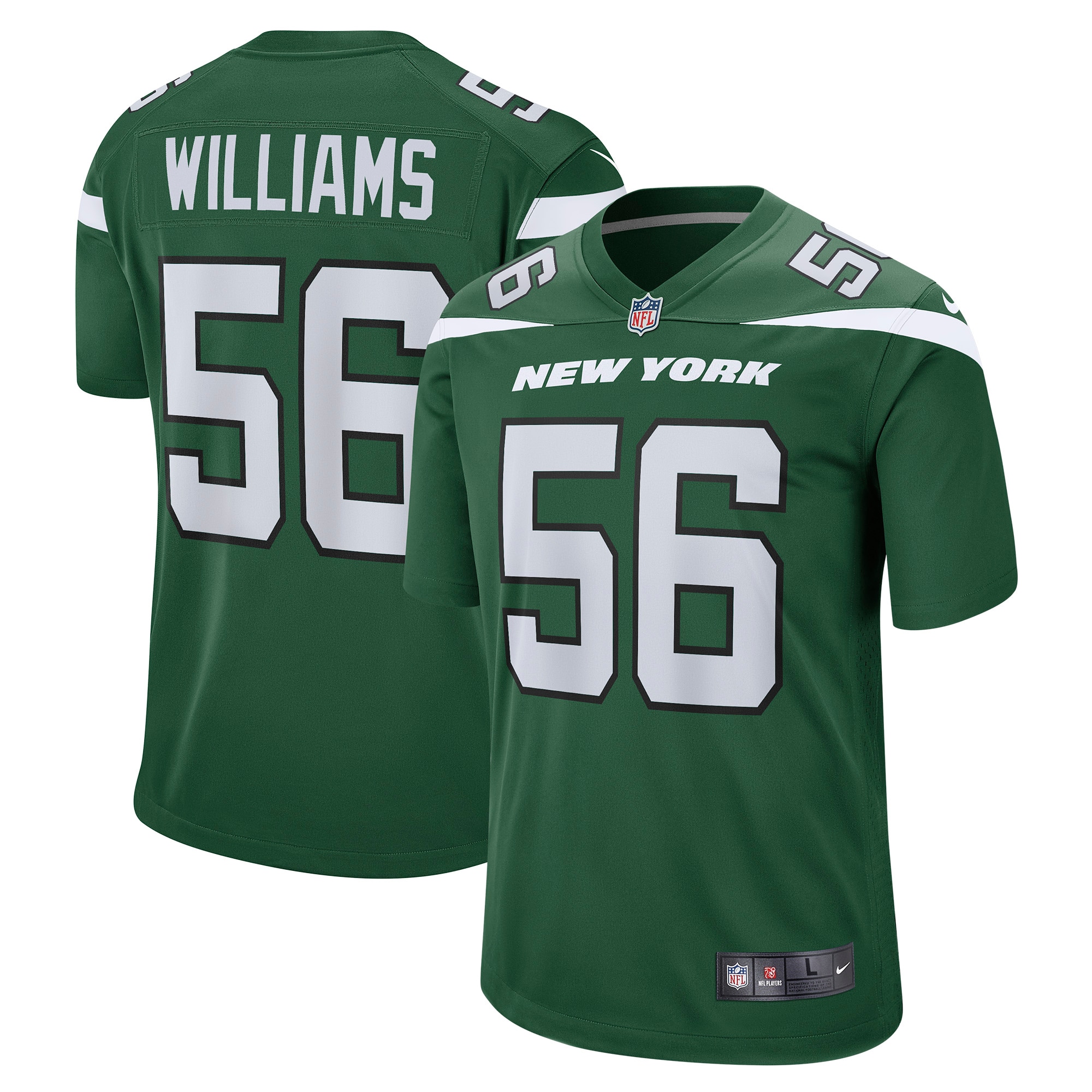 Men's New York Jets Quincy Williams Gotham Green Game Jersey