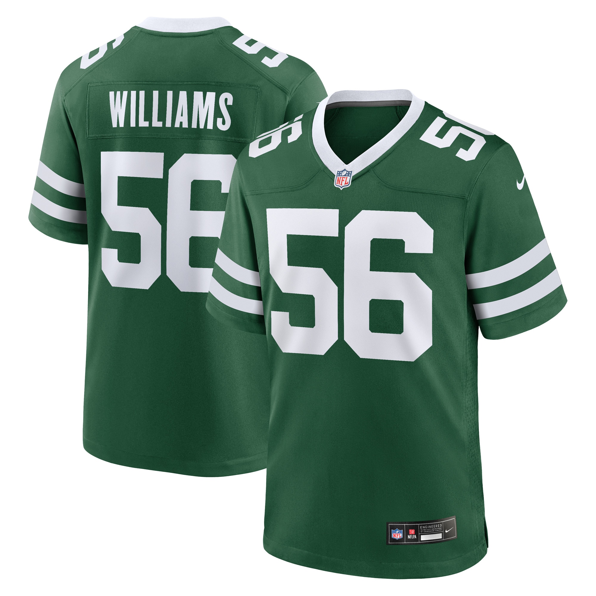 Men's New York Jets Quincy Williams Legacy Green Game Player Jersey
