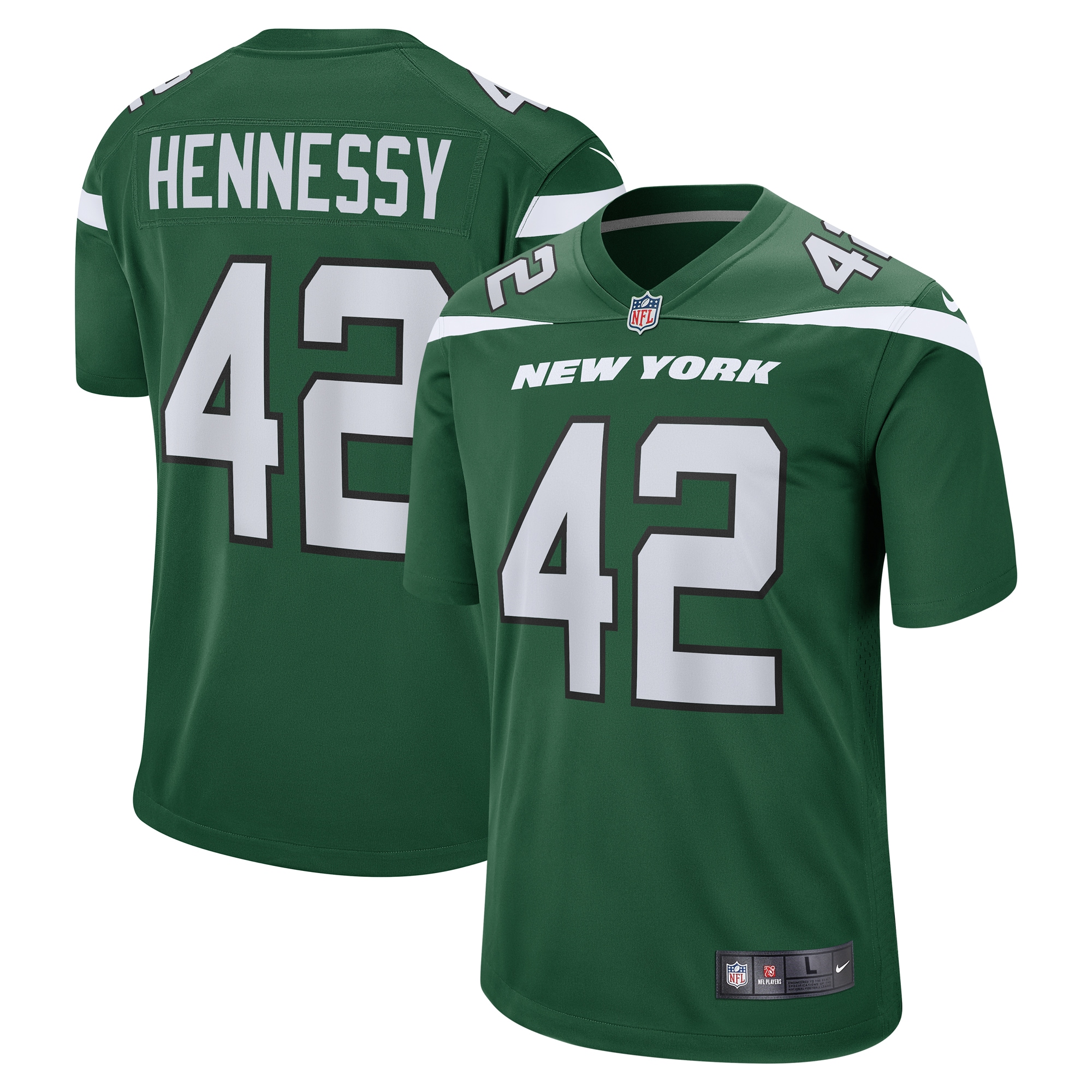 Men's New York Jets Thomas Hennessy Gotham Green Game Jersey