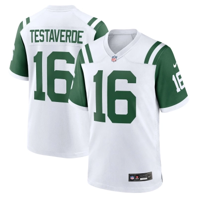 Men's New York Jets Vinny Testaverde White Classic Alternate Retired Player Game Jersey 01