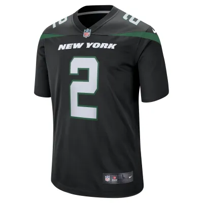 Men's New York Jets Zach Wilson Black Alternate Game Jersey 02