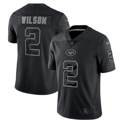 Men's New York Jets Zach Wilson Black RFLCTV Limited Jersey 01