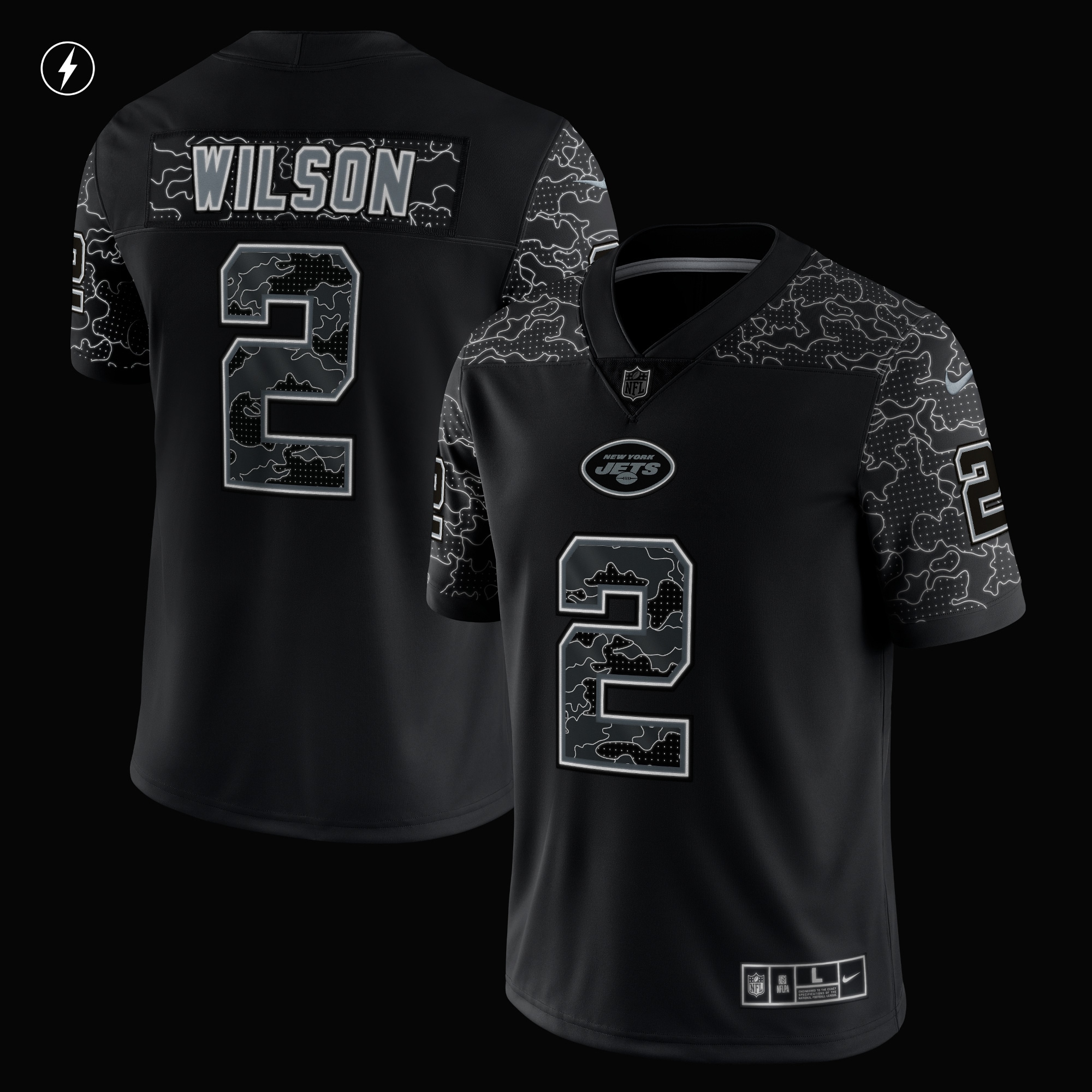 Men's New York Jets Zach Wilson Black RFLCTV Limited Jersey