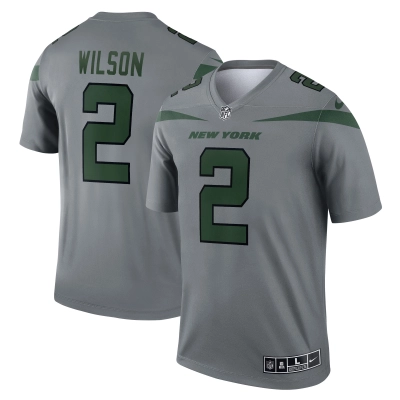 Men's New York Jets Zach Wilson Gray Inverted Legend Jersey 01