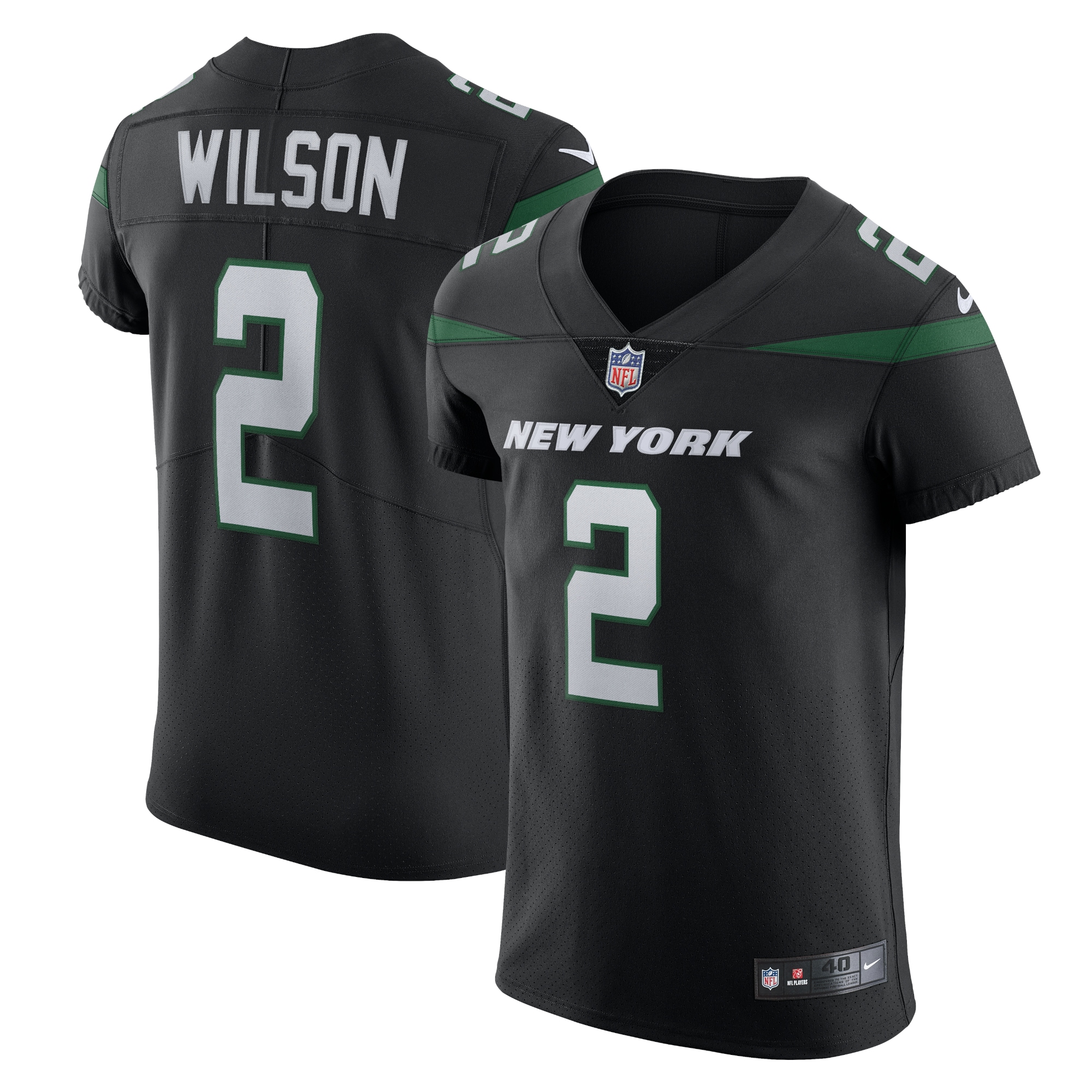 Men's New York Jets Zach Wilson Stealth Black Vapor Elite Jersey