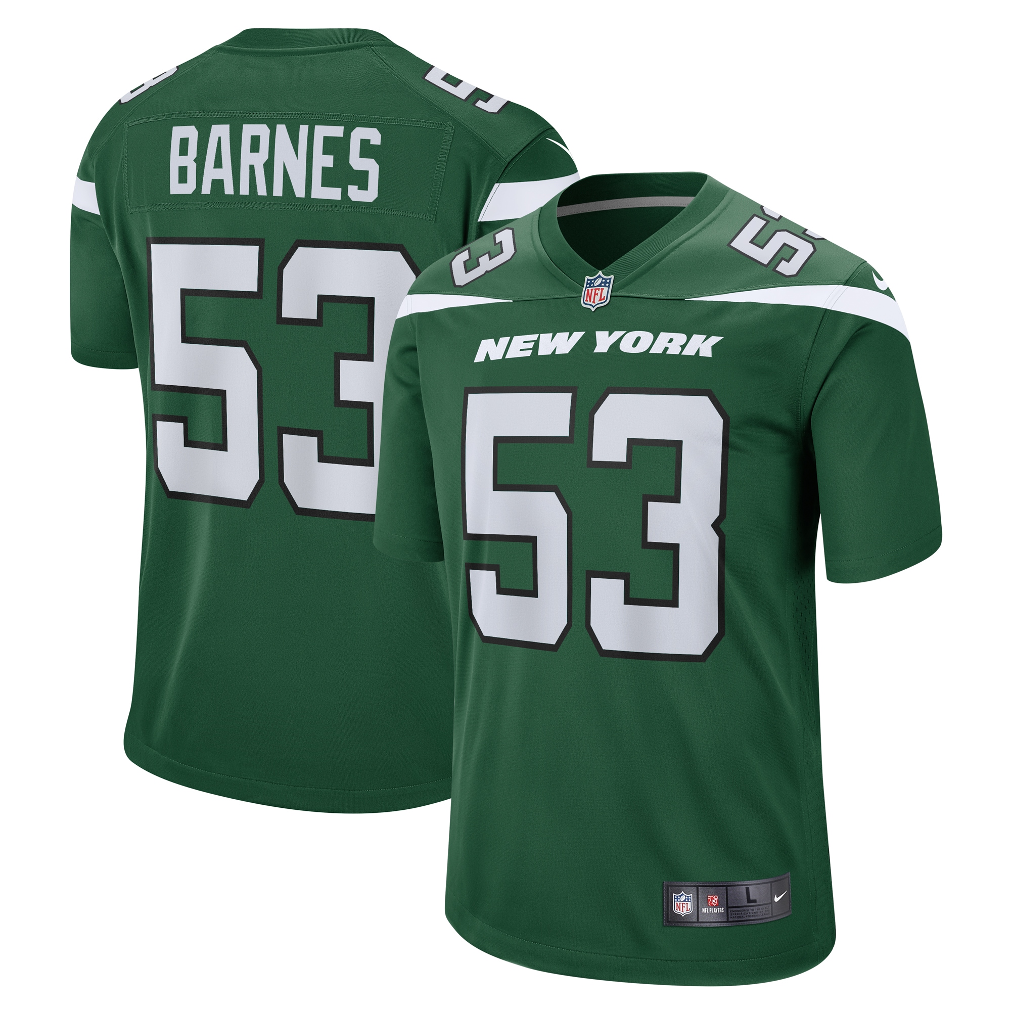 Men's New York Jets Zaire Barnes Gotham Green Game Jersey