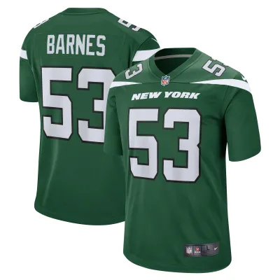 Men's New York Jets Zaire Barnes Gotham Green Game Jersey 01