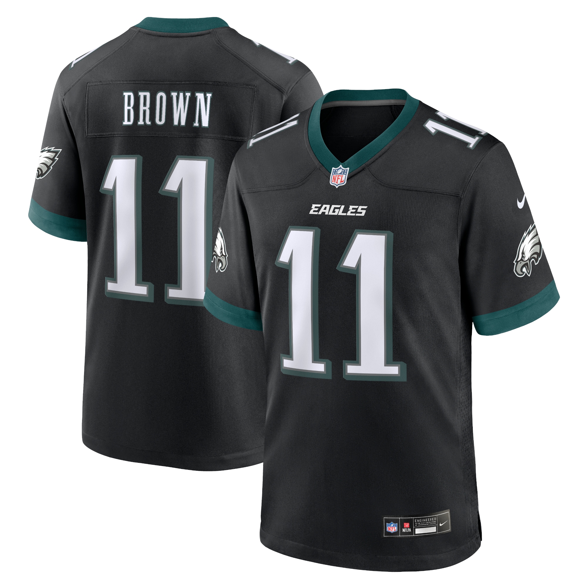 Men's Philadelphia Eagles A.J. Brown Black Alternate Game Jersey