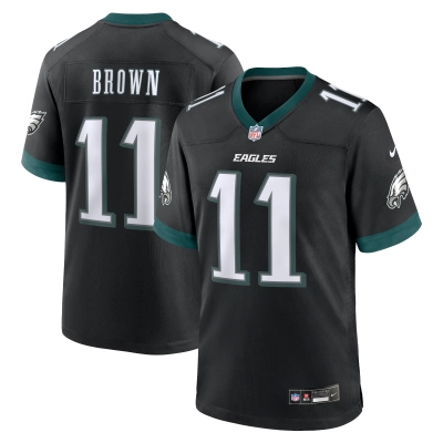 Men's Philadelphia Eagles A.J. Brown Black Alternate Game Jersey 01