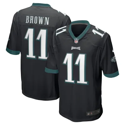 Men's Philadelphia Eagles A.J. Brown Black Game Jersey 01