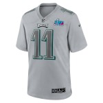 Men's Philadelphia Eagles A.J. Brown Gray Super Bowl LVII Patch Atmosphere Fashion Game Jersey