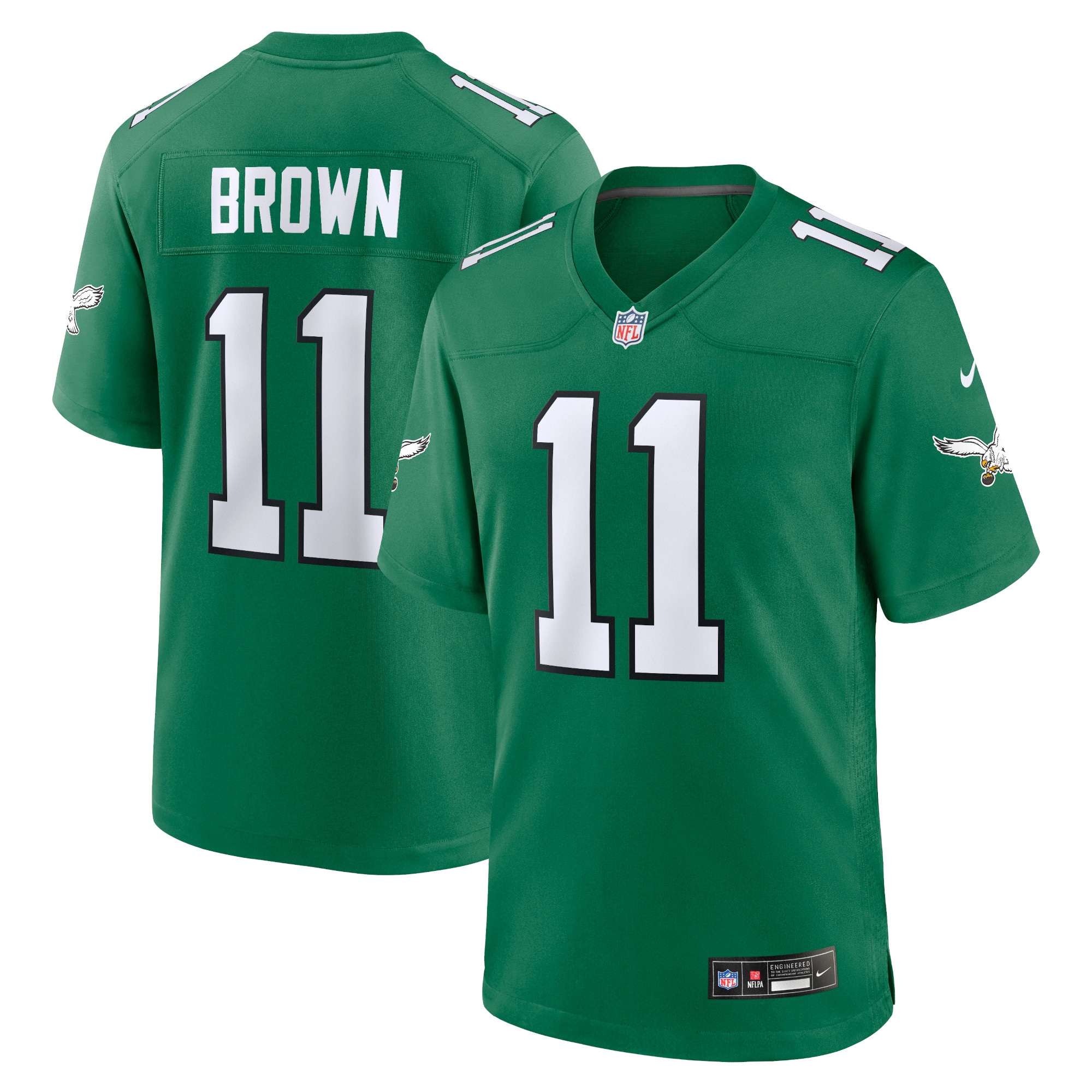 Men's Philadelphia Eagles A.J. Brown Kelly Green Alternate Game Player Jersey