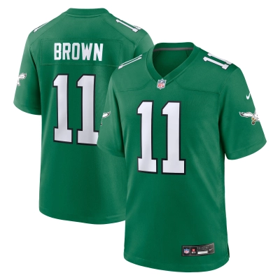 Men's Philadelphia Eagles A.J. Brown Kelly Green Alternate Game Player Jersey 01