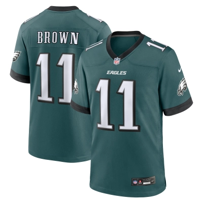 Men's Philadelphia Eagles A.J. Brown Midnight Green Team Game Jersey 01