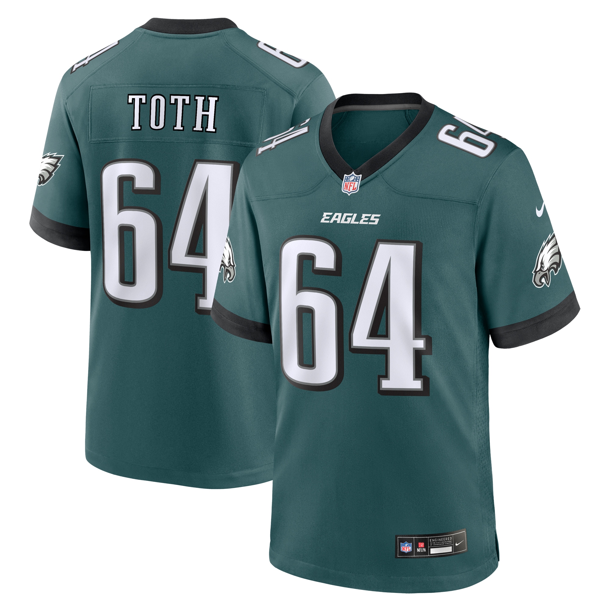 Men's Philadelphia Eagles Brett Toth Midnight Green Game Jersey