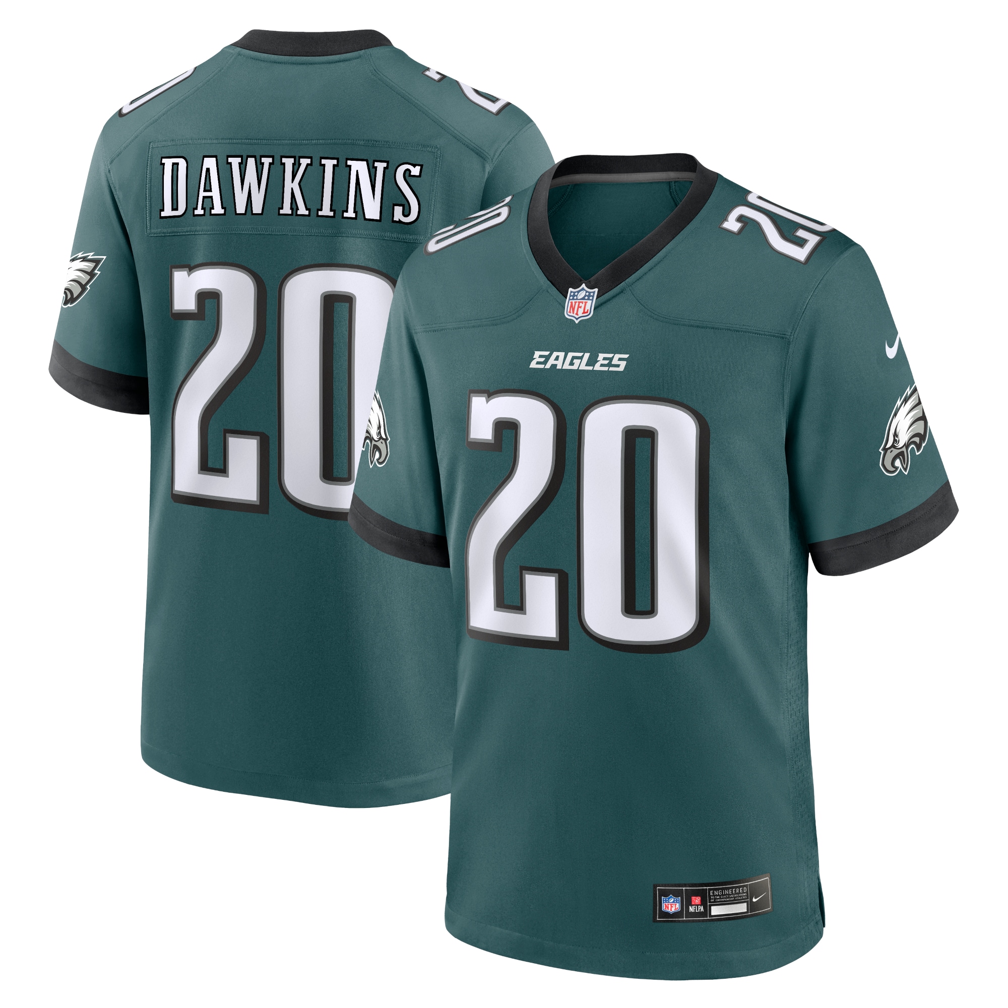 Men's Philadelphia Eagles Brian Dawkins Midnight Green Team Game Jersey