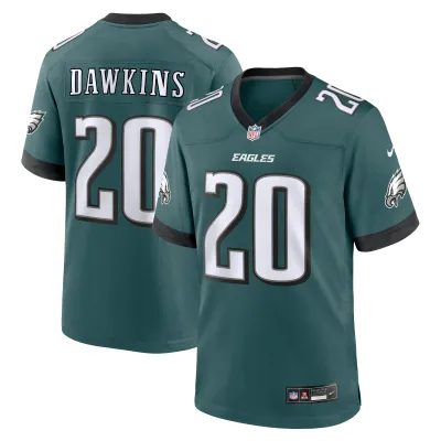 Men's Philadelphia Eagles Brian Dawkins Midnight Green Team Game Jersey 01