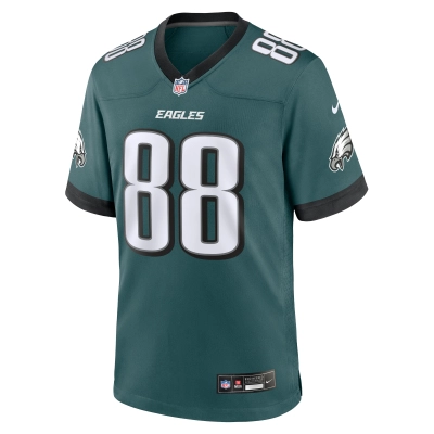 Men's Philadelphia Eagles Dallas Goedert Midnight Green Team Game Jersey 02