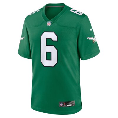 Men's Philadelphia Eagles DeVonta Smith Kelly Green Alternate Game Player Jersey 02