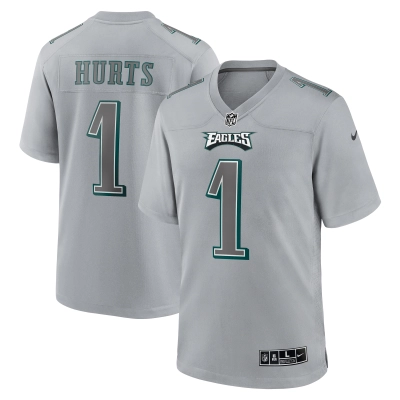 Men's Philadelphia Eagles Jalen Hurts Gray Atmosphere Fashion Game Jersey 01