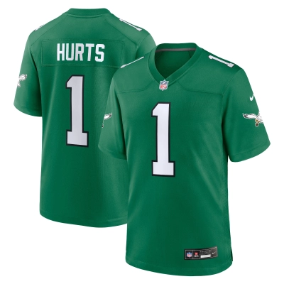 Men's Philadelphia Eagles Jalen Hurts Kelly Green Alternate Game Player Jersey 01