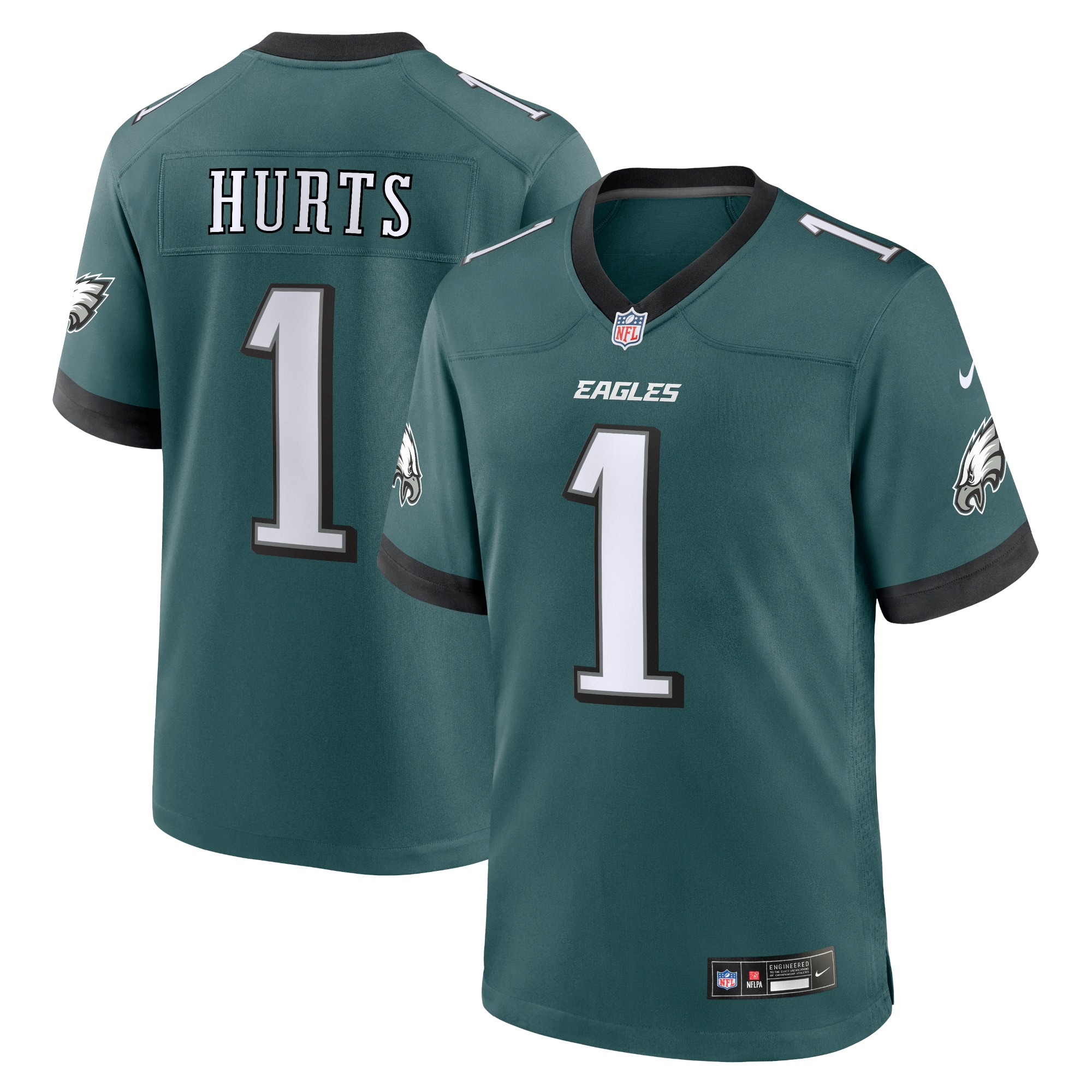 Men's Philadelphia Eagles Jalen Hurts Midnight Green Team Game Jersey